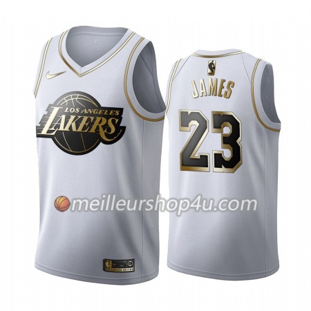 Maillot Basket Homme Los Angeles Lakers LeBron James 23 2019-20 Nike Blanc Golden Edition Swingman